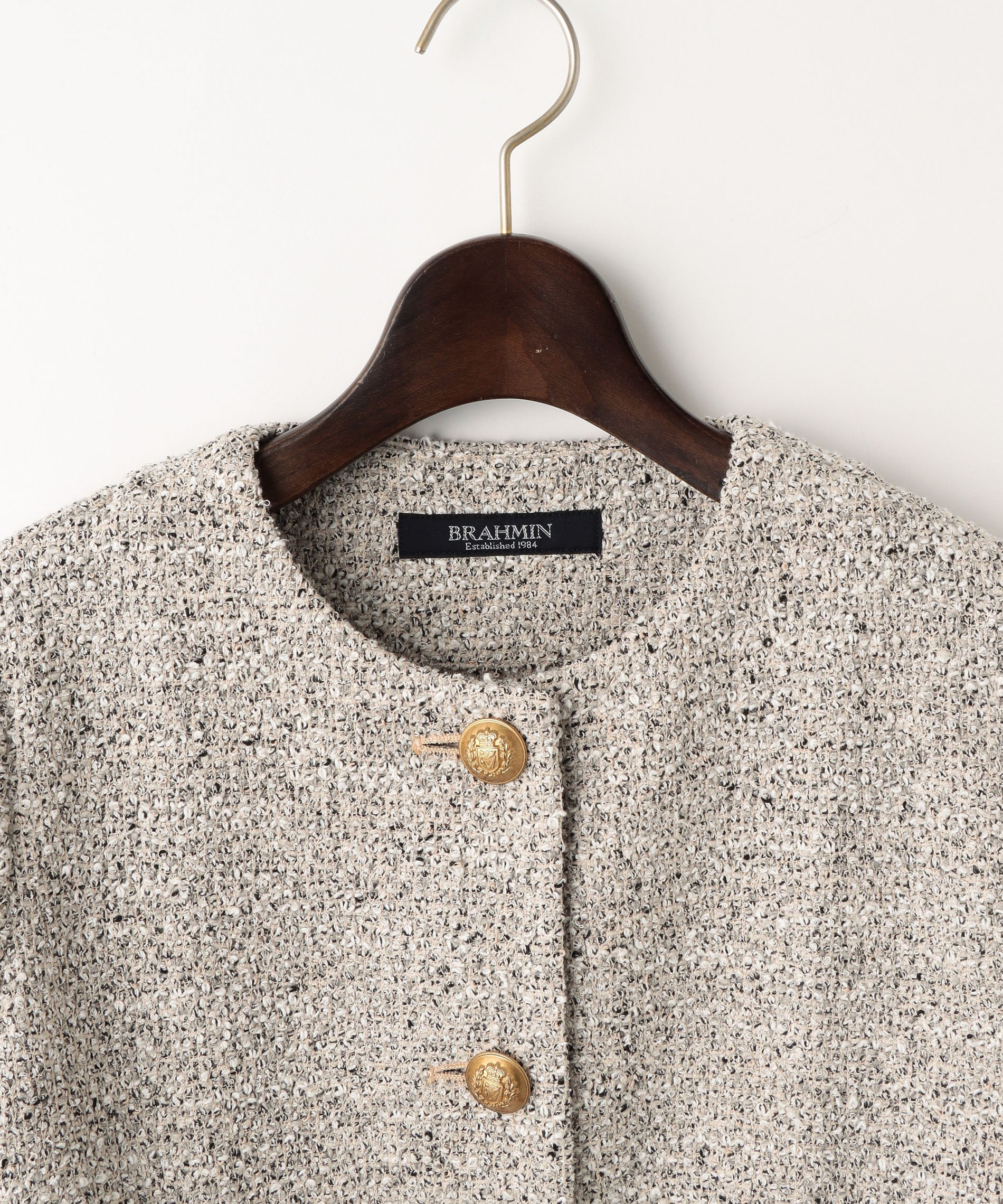 ツィード風ノーカラージャケット – FACE SANS FARD