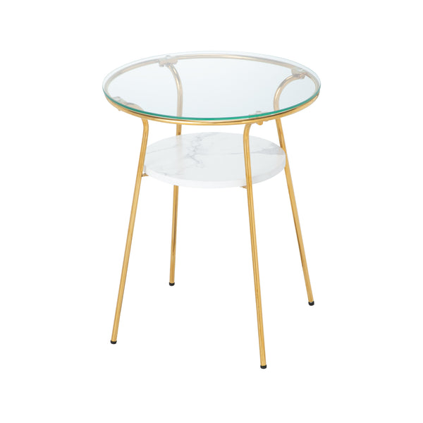 レガート サイドテーブル ゴールド×マーブル（W420） | Francfranc