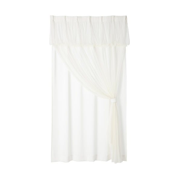 チュールバルーン ダブルカーテン H2000×W1000 アイボリー（レース