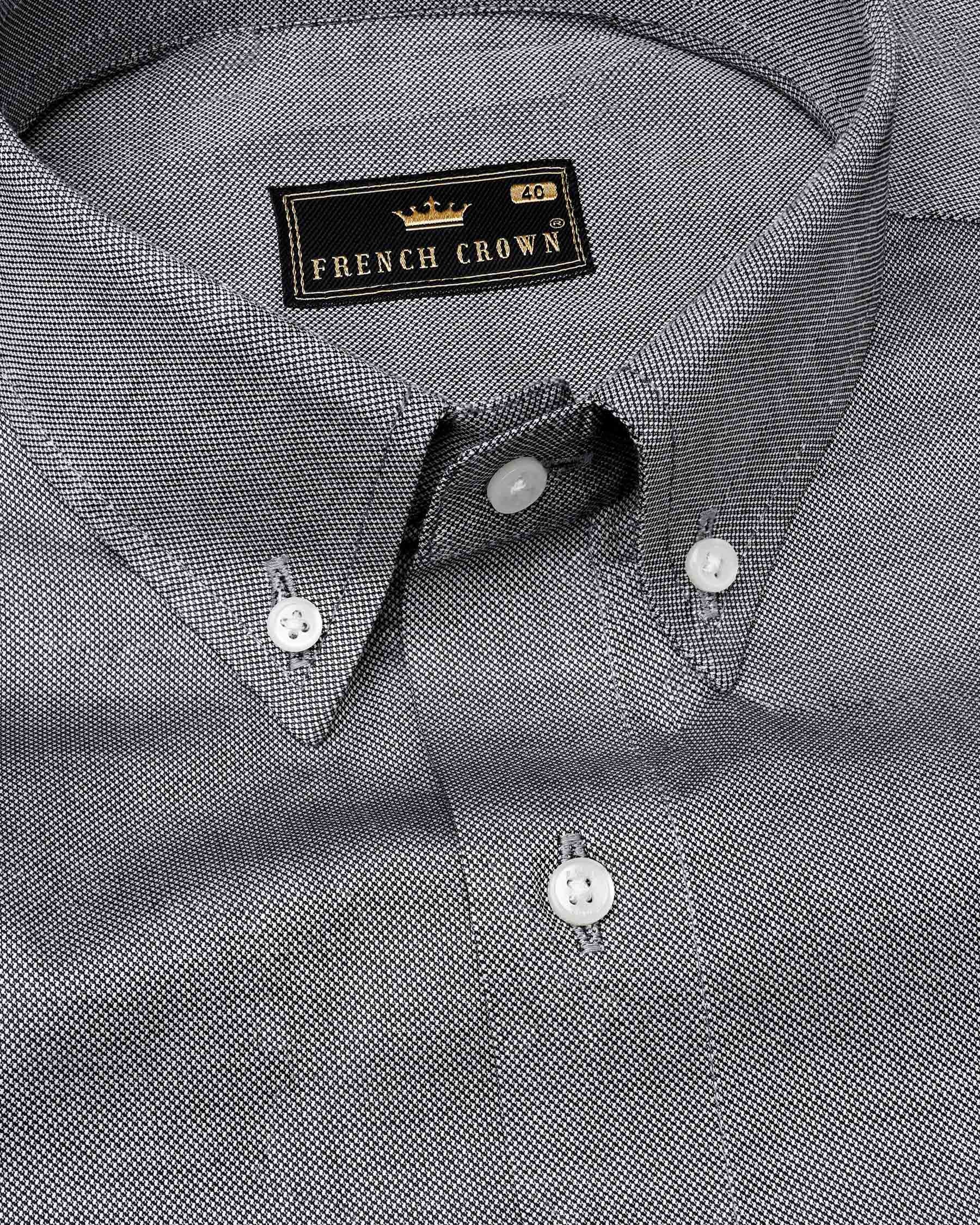 Venus Gray Formal textured Premium Cotton Button-Down Shirt For