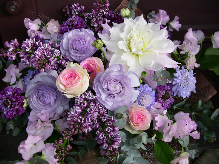 大人の女性へ】ダリアとライラックの春アレンジ｜ギフト花通販