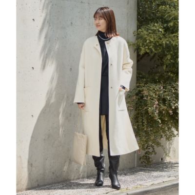 Whim Gazette(ウィム ガゼット)のノーカラーリバーロングコート通販